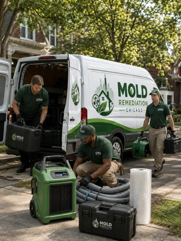 equipment unloading for mold removal service